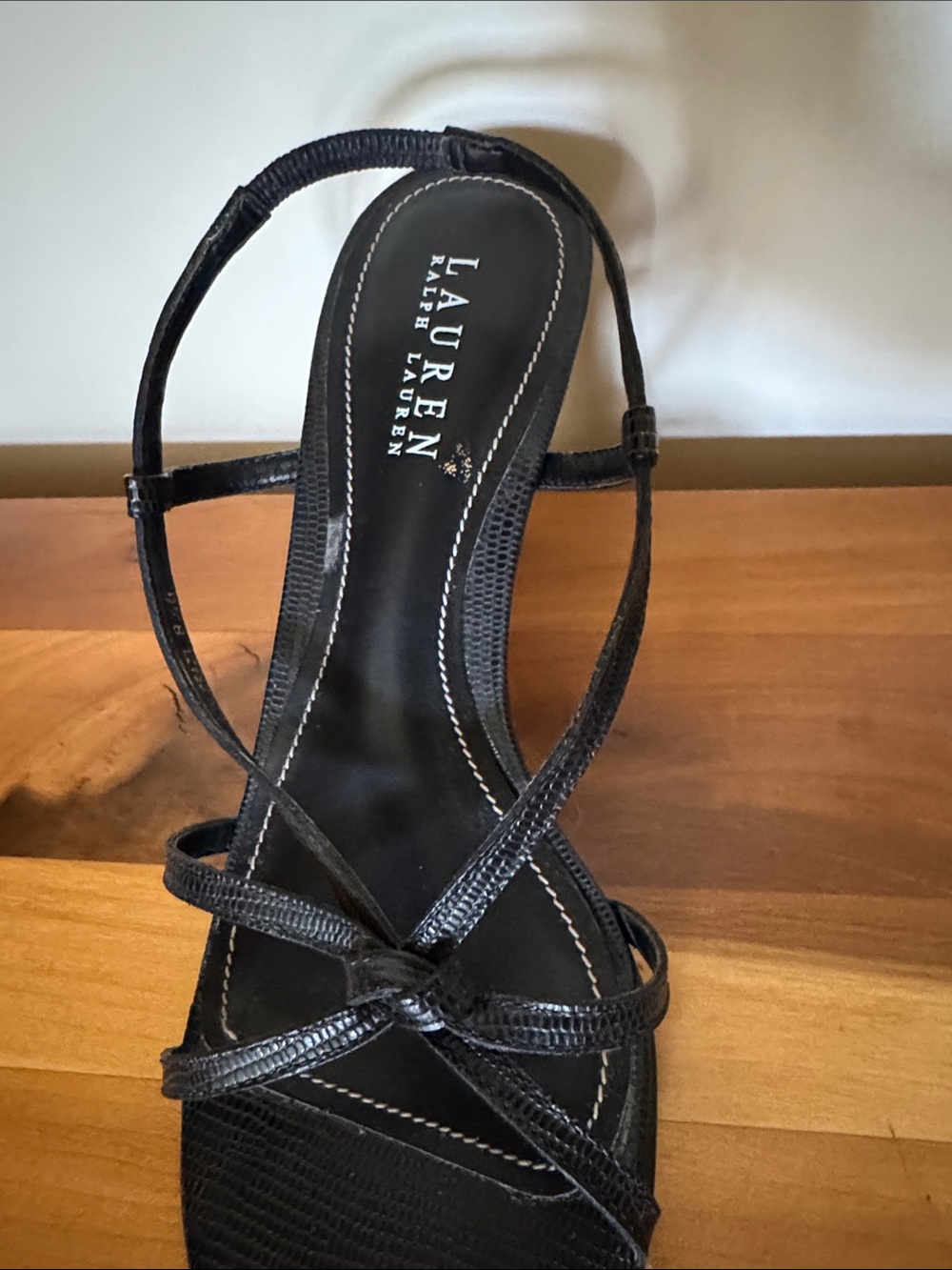 Lauren Ralph Lauren Women’s Black Sandals Size 8.5 B Upper Leather Slingback - Picture 6 of 9